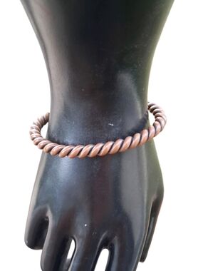 Vintage Solid Copper Twisted Rope Cuff Bracelet Mid Century Boho Western